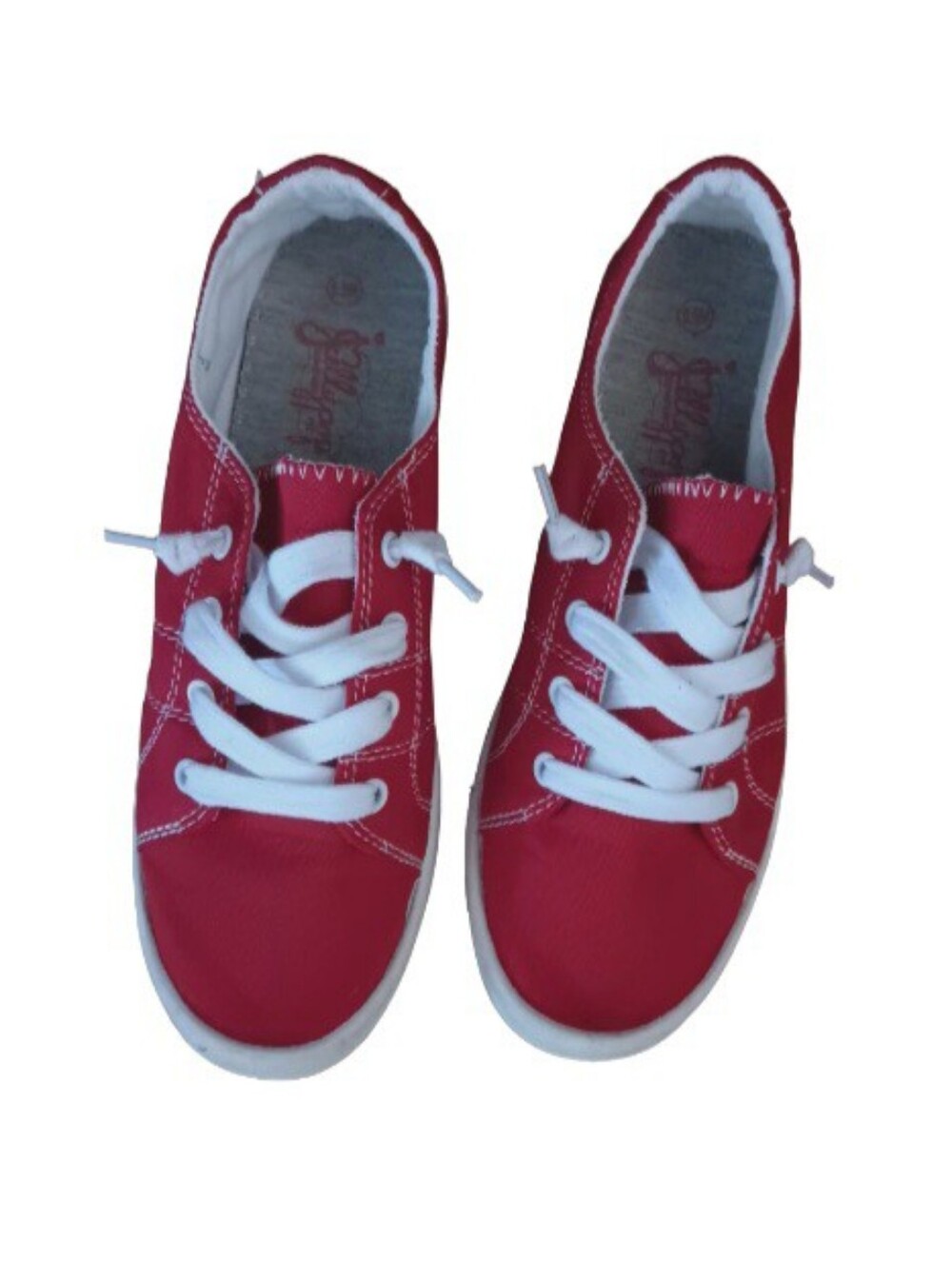 Jellypop Red Canvas Lace-Up Sneakers with White Laces | 8.5M